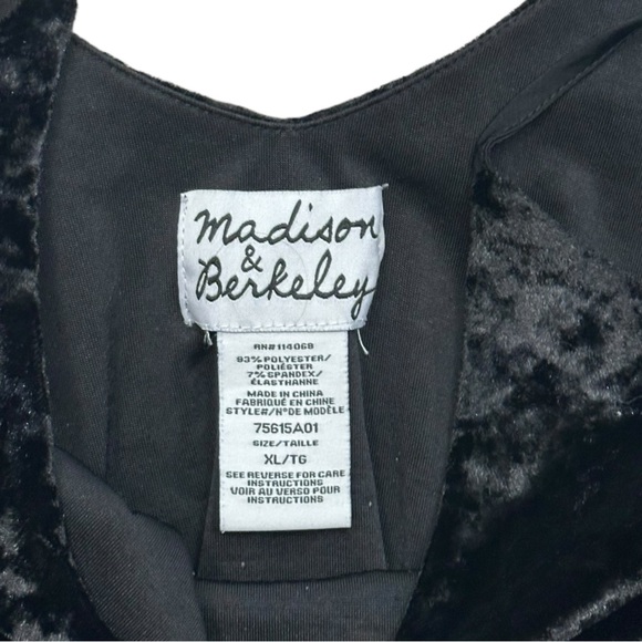 Madison & Berkeley Black Velvet Velour Tiered Tank - Womens Size XL - Picture 4 of 4